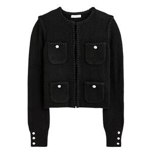 J. Crew Odette Sweater Lady Jacket with Jewel Buttons Black Size M